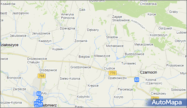 mapa Miławczyce, Miławczyce na mapie Targeo