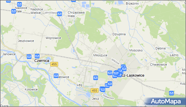 mapa Miłoszyce, Miłoszyce na mapie Targeo