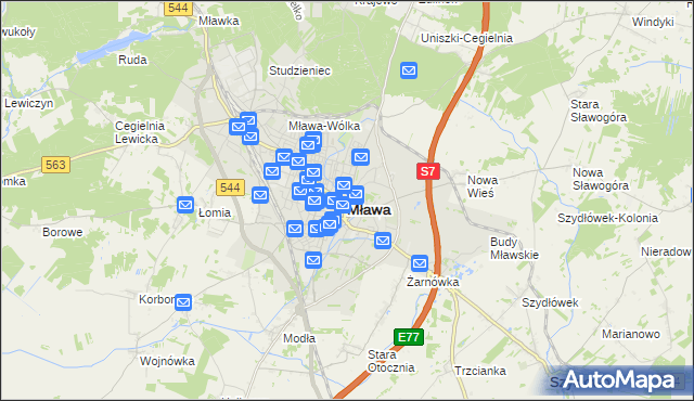 mapa Mława, Mława na mapie Targeo