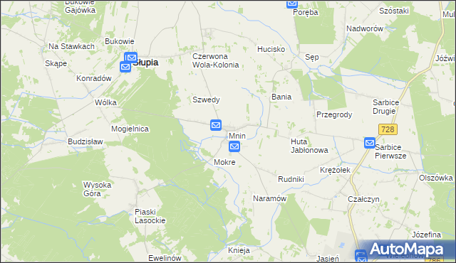mapa Mnin, Mnin na mapie Targeo