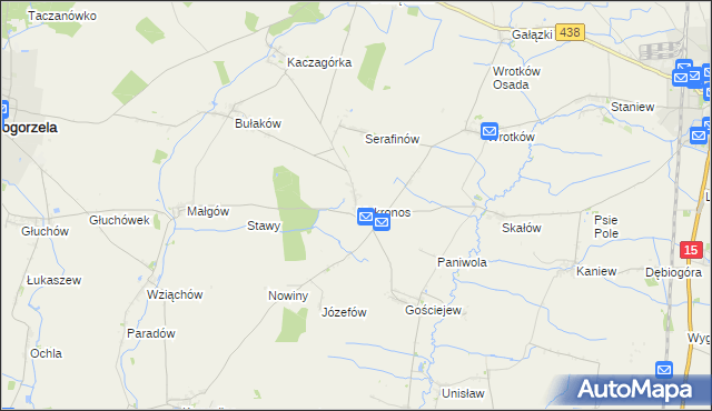 mapa Mokronos gmina Koźmin Wielkopolski, Mokronos gmina Koźmin Wielkopolski na mapie Targeo