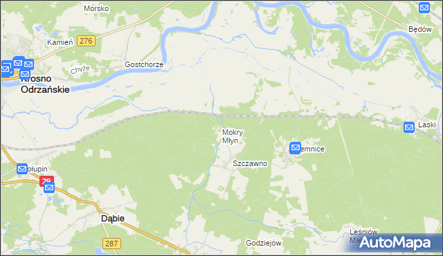 mapa Mokry Młyn, Mokry Młyn na mapie Targeo