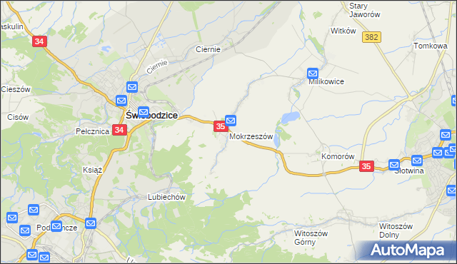 mapa Mokrzeszów, Mokrzeszów na mapie Targeo