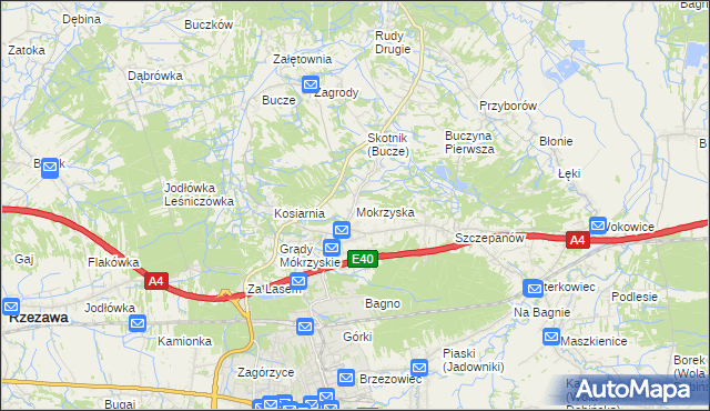 mapa Mokrzyska, Mokrzyska na mapie Targeo
