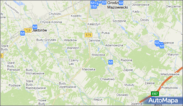 mapa Mościska gmina Grodzisk Mazowiecki, Mościska gmina Grodzisk Mazowiecki na mapie Targeo