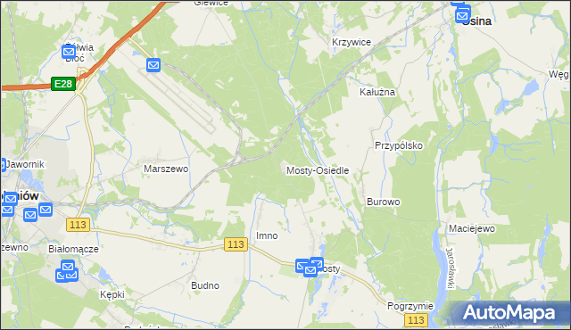 mapa Mosty-Osiedle, Mosty-Osiedle na mapie Targeo