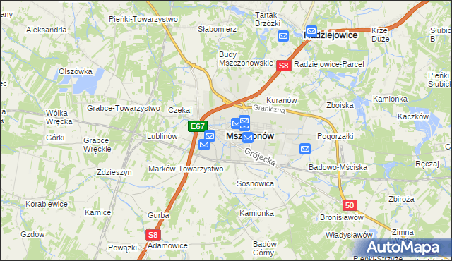 mapa Mszczonów, Mszczonów na mapie Targeo