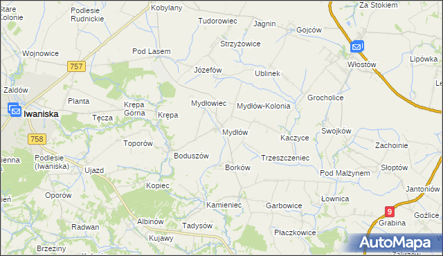 mapa Mydłów, Mydłów na mapie Targeo