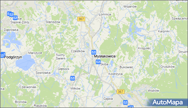 mapa Mysłakowice, Mysłakowice na mapie Targeo