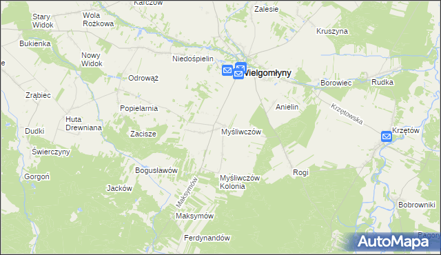 mapa Myśliwczów, Myśliwczów na mapie Targeo