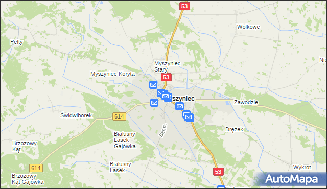 mapa Myszyniec, Myszyniec na mapie Targeo