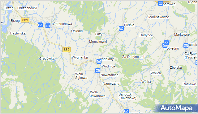 mapa Nadolany, Nadolany na mapie Targeo