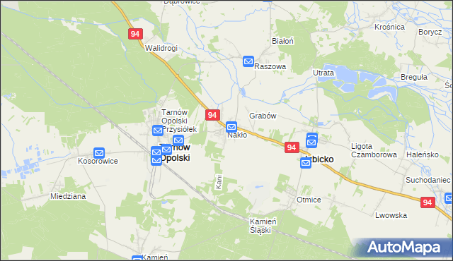 mapa Nakło gmina Tarnów Opolski, Nakło gmina Tarnów Opolski na mapie Targeo