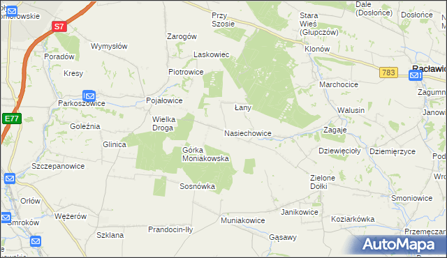 mapa Nasiechowice, Nasiechowice na mapie Targeo