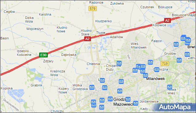 mapa Natolin gmina Grodzisk Mazowiecki, Natolin gmina Grodzisk Mazowiecki na mapie Targeo
