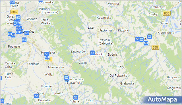 mapa Niebocko, Niebocko na mapie Targeo