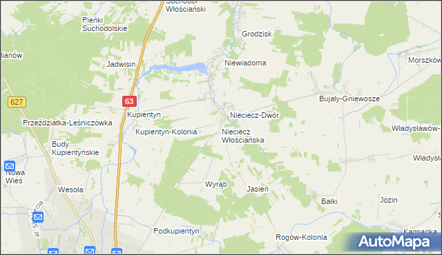 mapa Nieciecz Włościańska, Nieciecz Włościańska na mapie Targeo