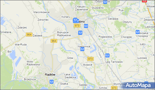 mapa Niedomice, Niedomice na mapie Targeo