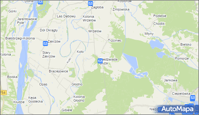 mapa Niedźwiada Duża, Niedźwiada Duża na mapie Targeo