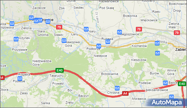 mapa Nielepice, Nielepice na mapie Targeo