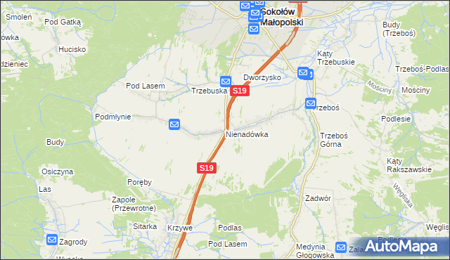 mapa Nienadówka, Nienadówka na mapie Targeo