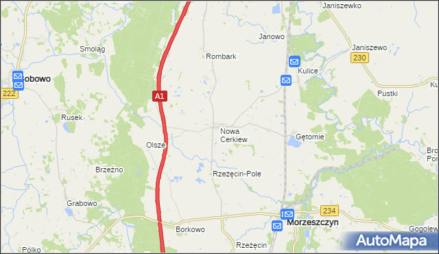 mapa Nowa Cerkiew gmina Morzeszczyn, Nowa Cerkiew gmina Morzeszczyn na mapie Targeo