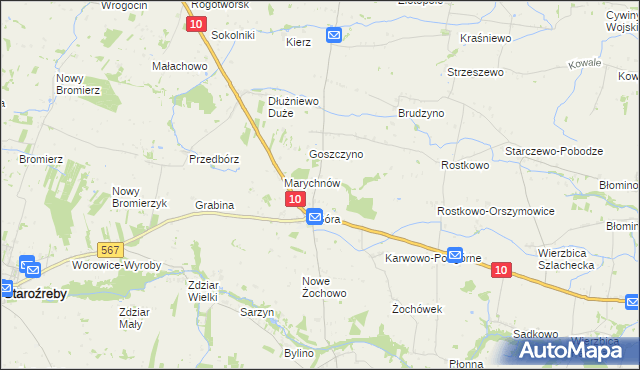 mapa Nowa Góra gmina Staroźreby, Nowa Góra gmina Staroźreby na mapie Targeo