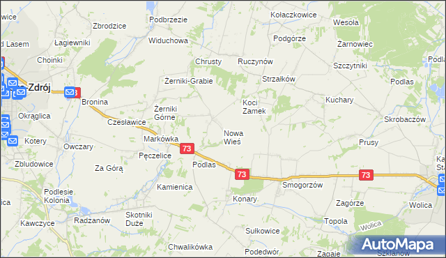 mapa Nowa Wieś gmina Busko-Zdrój, Nowa Wieś gmina Busko-Zdrój na mapie Targeo