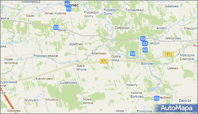 mapa Nowa Wrona gmina Nasielsk, Nowa Wrona gmina Nasielsk na mapie Targeo