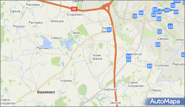 mapa Nowe Bielice, Nowe Bielice na mapie Targeo