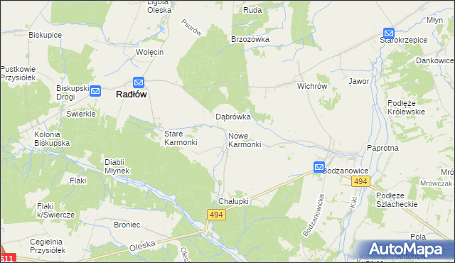 mapa Nowe Karmonki, Nowe Karmonki na mapie Targeo