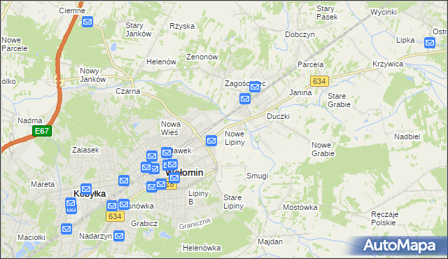 mapa Nowe Lipiny, Nowe Lipiny na mapie Targeo