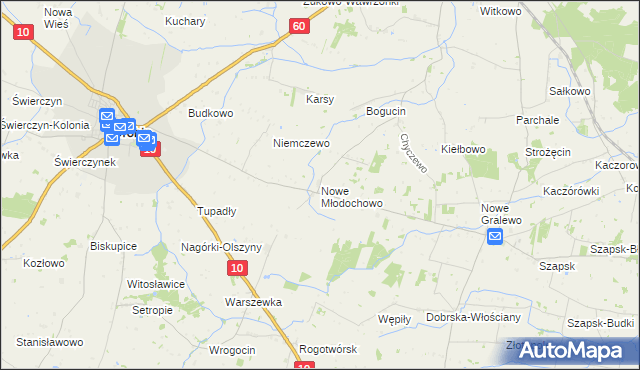 mapa Nowe Młodochowo, Nowe Młodochowo na mapie Targeo