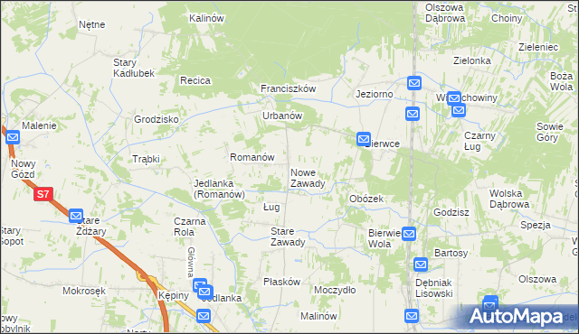 mapa Nowe Zawady, Nowe Zawady na mapie Targeo