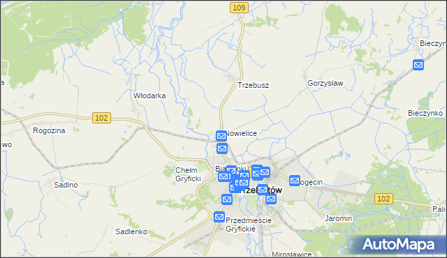mapa Nowielice, Nowielice na mapie Targeo