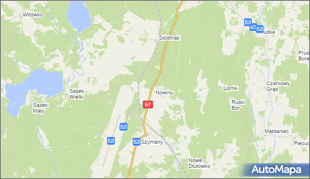 mapa Nowiny gmina Szczytno, Nowiny gmina Szczytno na mapie Targeo