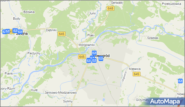 mapa Nowogród powiat łomżyński, Nowogród powiat łomżyński na mapie Targeo