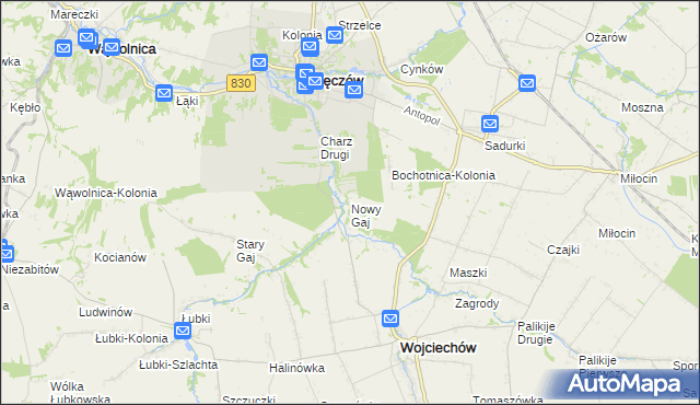 mapa Nowy Gaj gmina Wojciechów, Nowy Gaj gmina Wojciechów na mapie Targeo