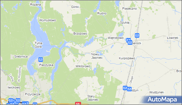 mapa Nowy Jasiniec gmina Koronowo, Nowy Jasiniec gmina Koronowo na mapie Targeo