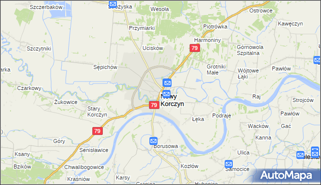 mapa Nowy Korczyn, Nowy Korczyn na mapie Targeo
