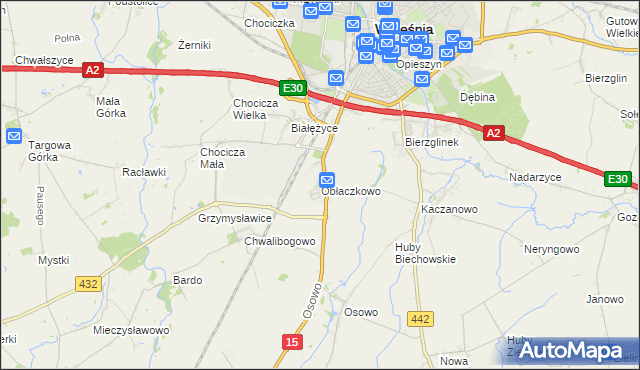 mapa Obłaczkowo, Obłaczkowo na mapie Targeo