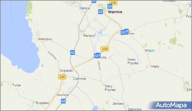 mapa Obryta, Obryta na mapie Targeo