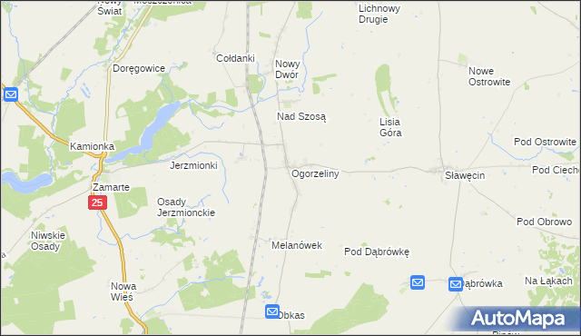 mapa Ogorzeliny, Ogorzeliny na mapie Targeo