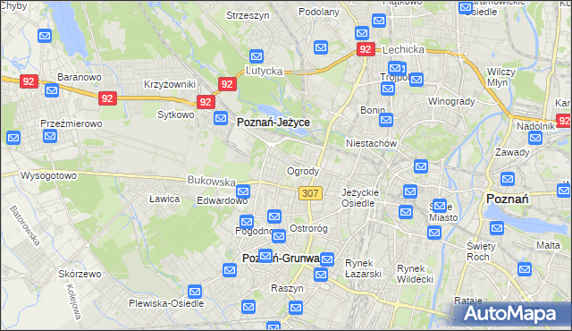 mapa Ogrody gmina Poznań, Ogrody gmina Poznań na mapie Targeo