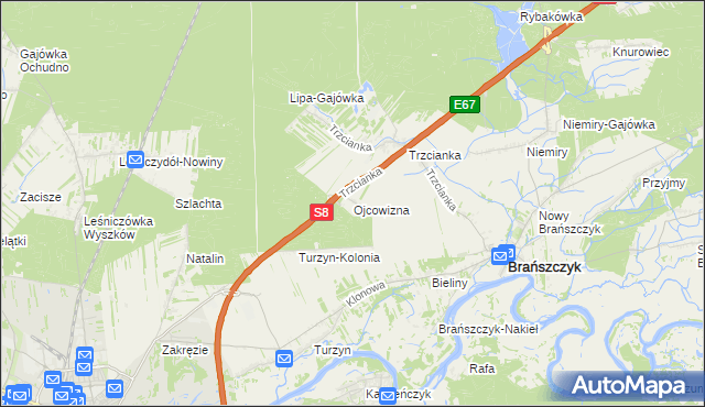 mapa Ojcowizna, Ojcowizna na mapie Targeo