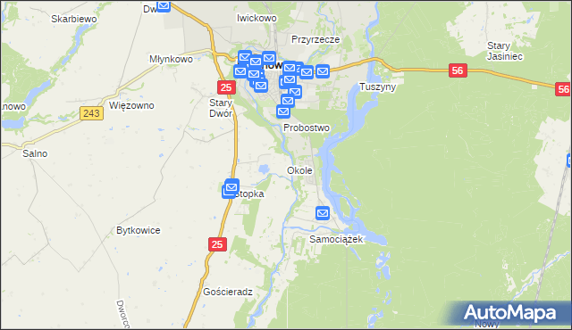mapa Okole gmina Koronowo, Okole gmina Koronowo na mapie Targeo