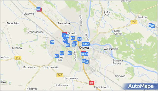 mapa Oława, Oława na mapie Targeo