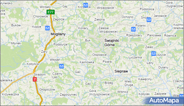 mapa Olszowice, Olszowice na mapie Targeo