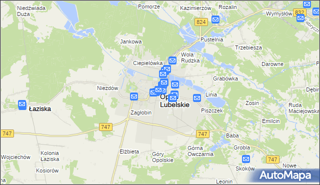 mapa Opole Lubelskie, Opole Lubelskie na mapie Targeo