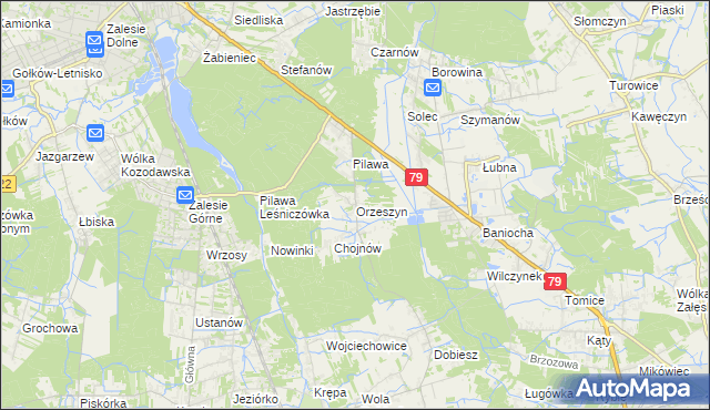 mapa Orzeszyn, Orzeszyn na mapie Targeo
